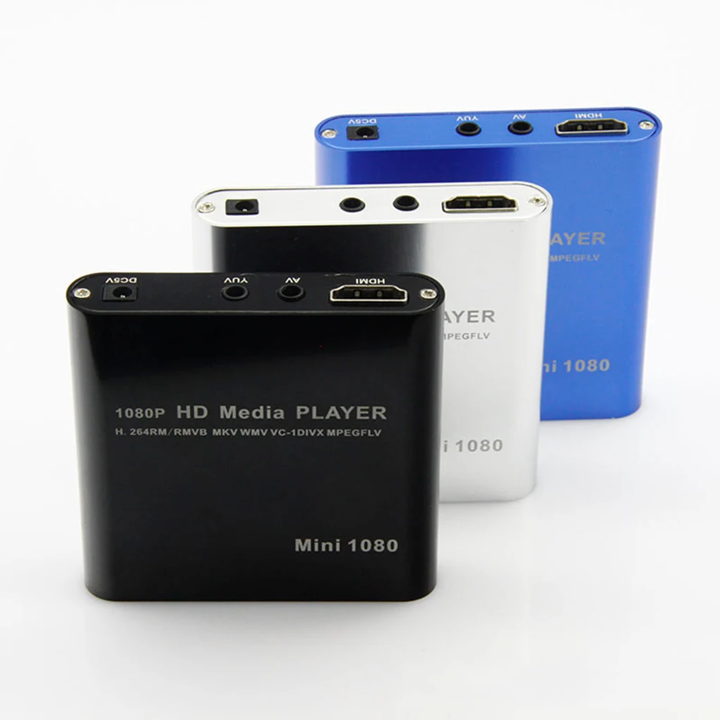 

1080P Mini HD Media Player AV USB SD MMC Multimedia Advertising MKV Car External Video Player UK plug/US plug/EU plug