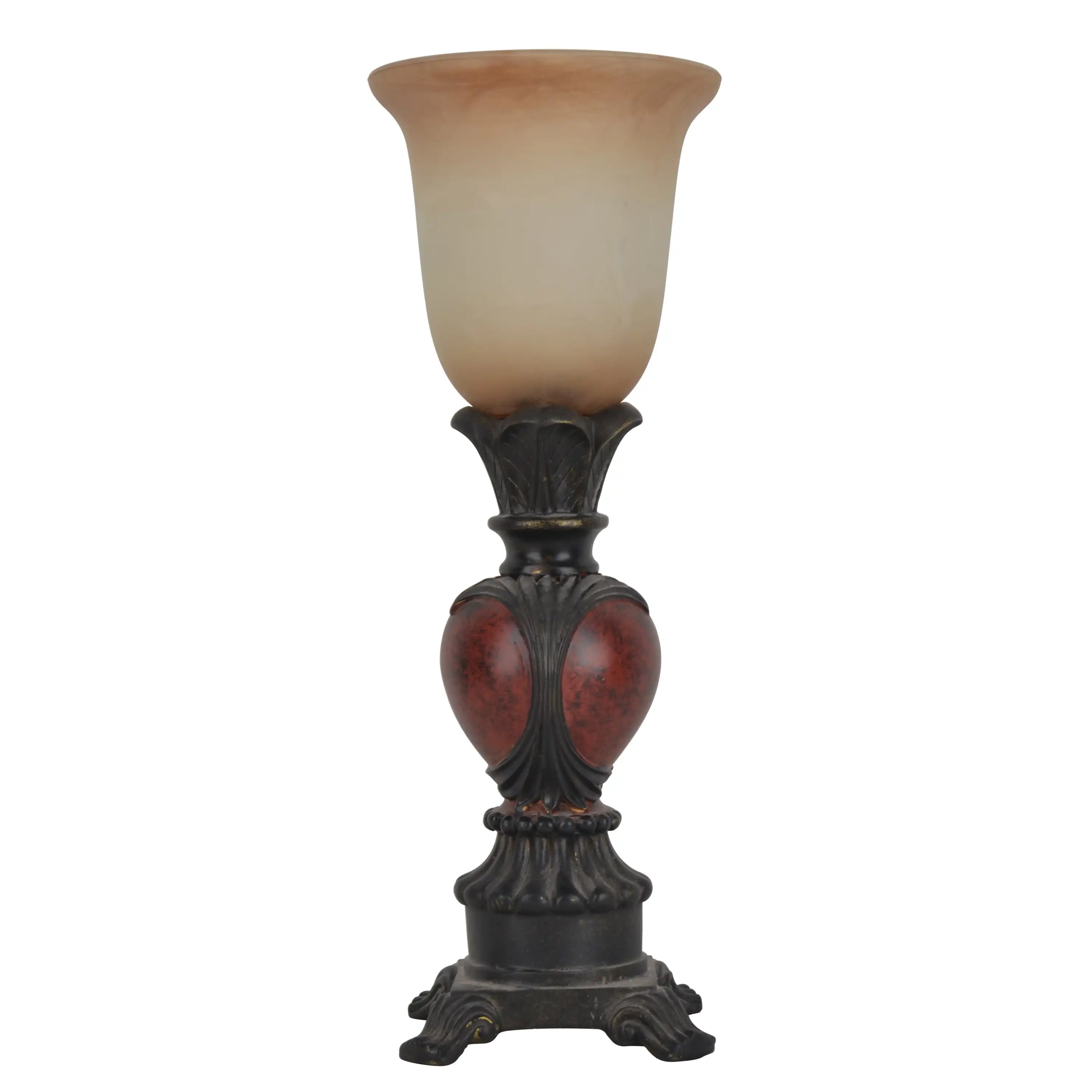

16" Traditional Carved Uplight, Red, Brown