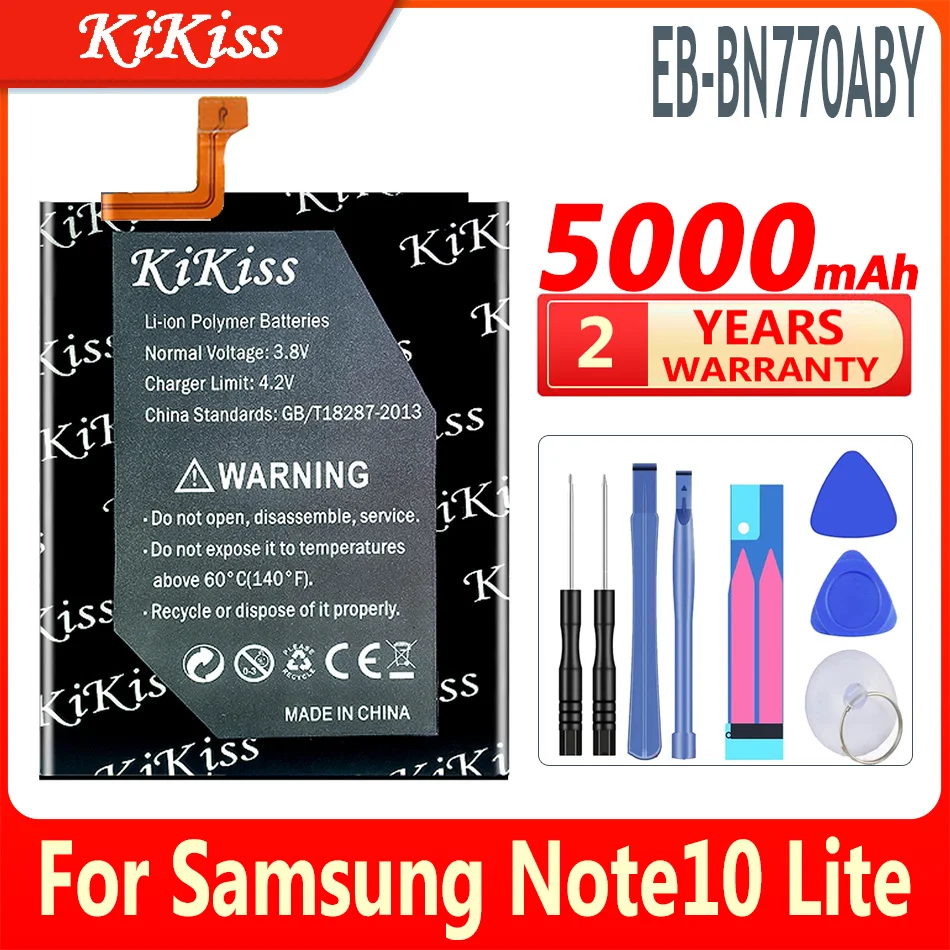 

KiKiss For Samsung Battery EB-BN770ABY For Samsung Galaxy Note10 Lite Genuine Battery 5000mAh High Capacity+ tools