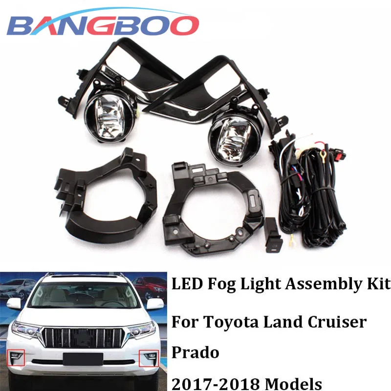 

1Set Car Front Bumper LED Fog Light Assembly For Toyota Land Cruiser Prado 2017 2018 Fog Lamp Harness Set