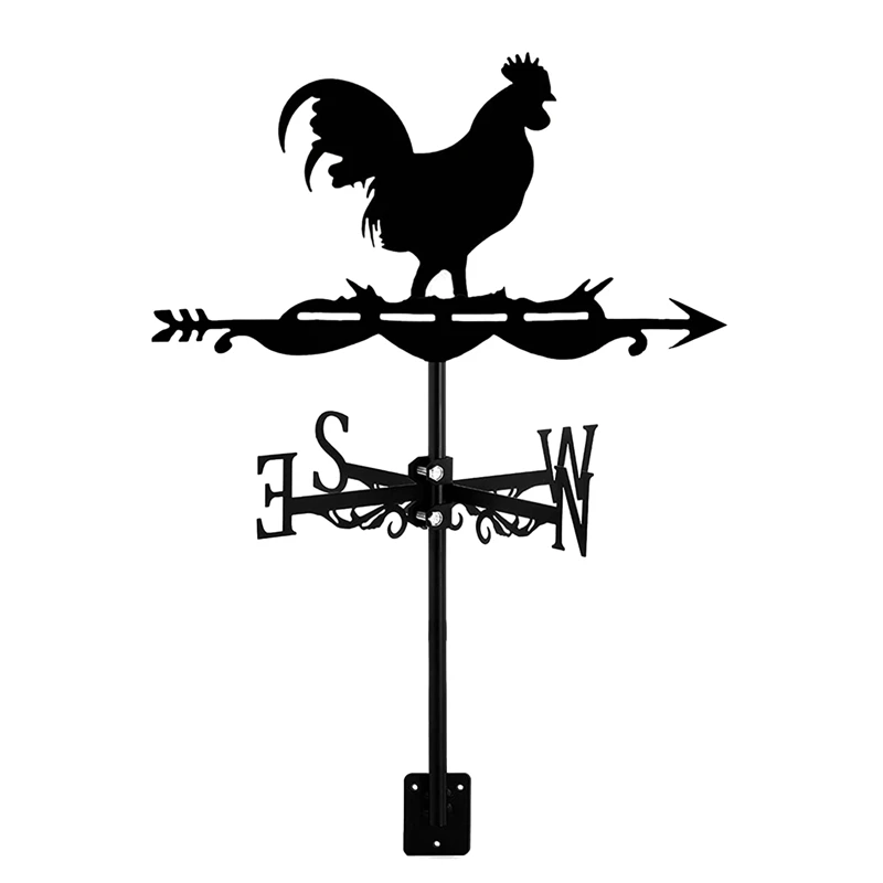 

Cockerel Weather Vane - Retro Rooster Weathervane Silhouette - Decorative Wind Direction Indicator For Outdoor Farm Yard