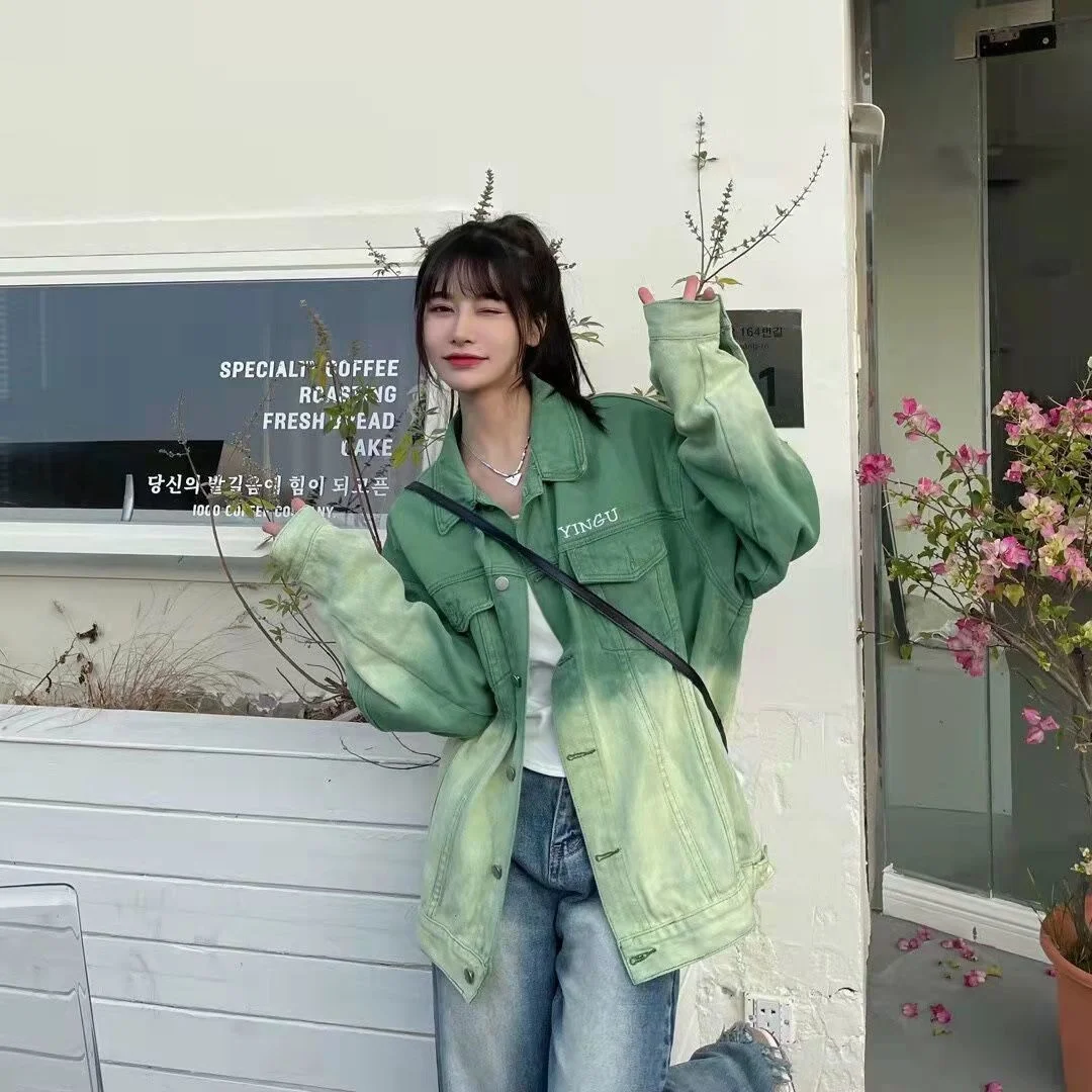 Женская джинсовая куртка винтажная Повседневная ковбойская в стиле Харадзюку с