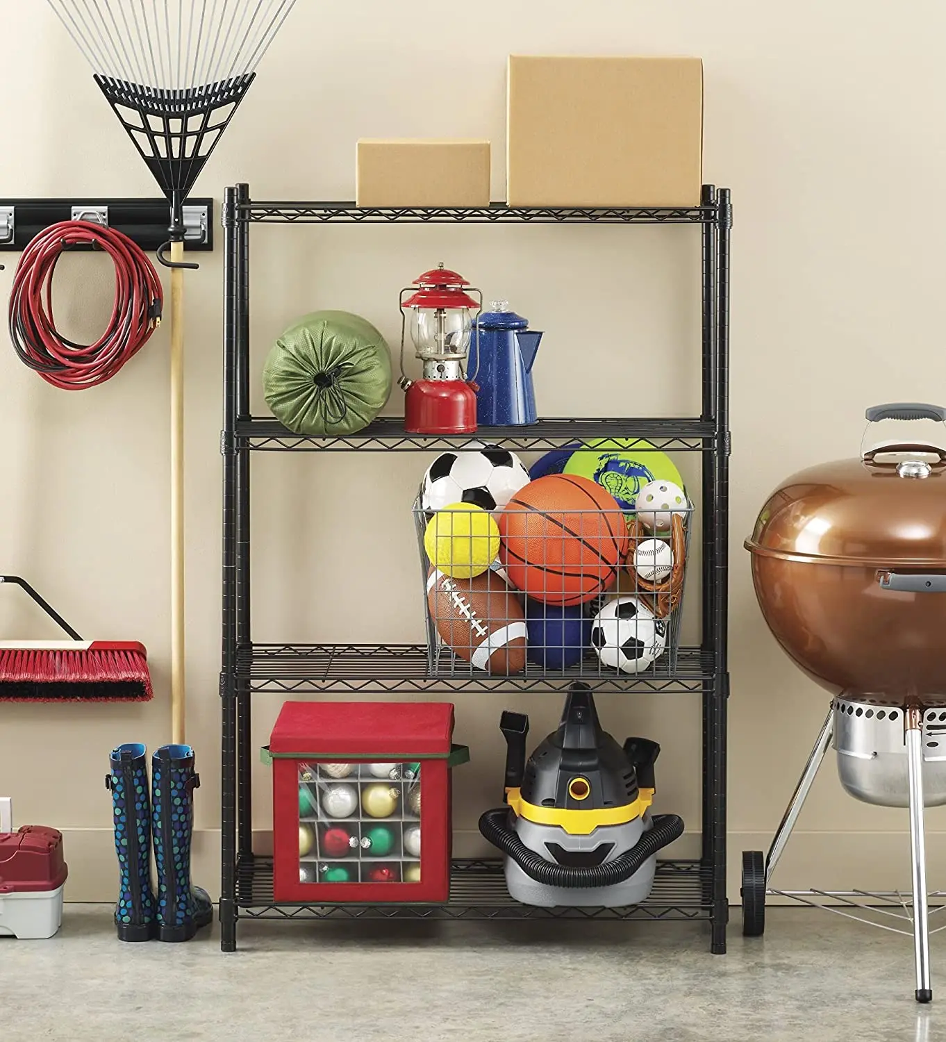 

Supreme 4 Tier Shelving with Adjustable Shelves and Leveling Feet - Black