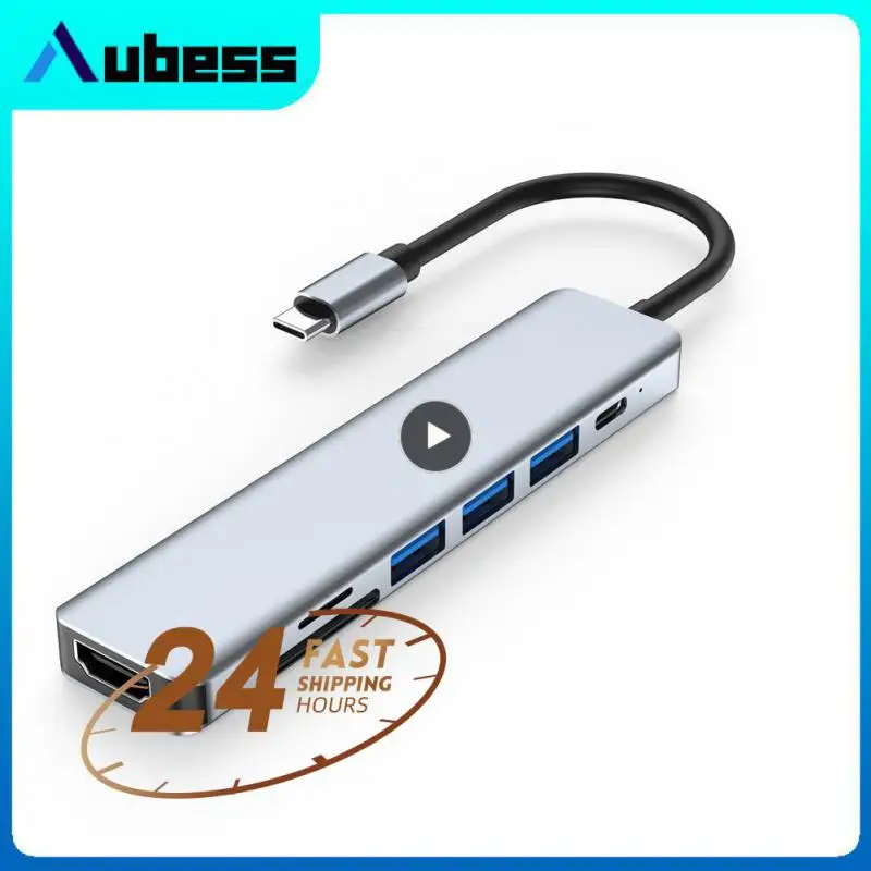 

1~8PCS C Hub Type C to 4K@60 HDMI-compatible for MacBook Air USB3.0 Adapter Data Sync 100W PD Charging Dock 3 IN 1 Splitter