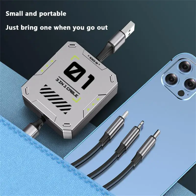 

Portable Charging Line Fast Charging Charge Cable 3-in-1 6a Fast Charging Cord Phone Accessories Telescopic
