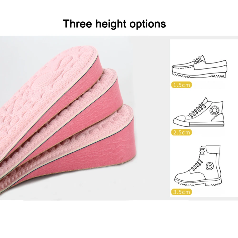 Invisiable Height Increase Insoles for Shoes Women Men  Memory Foam Massage Soft Shoes Sole Pad Shock Absorption Shoe Insole
