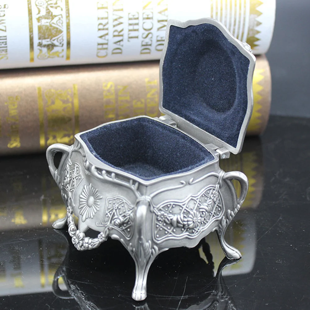 High-foot Jewelry Container Earring Organizer Box Storage Decorative Pretty Holder Ornaments Trinket Alloy Case