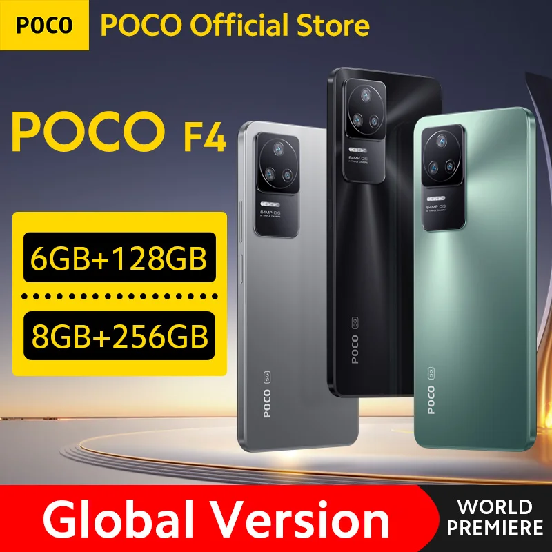  Смартфон POCO F4, 128 ГБ/256 ГБ, 8-ядерный Snapdragon 870, 120 Гц, AMOLED, 64 мп 