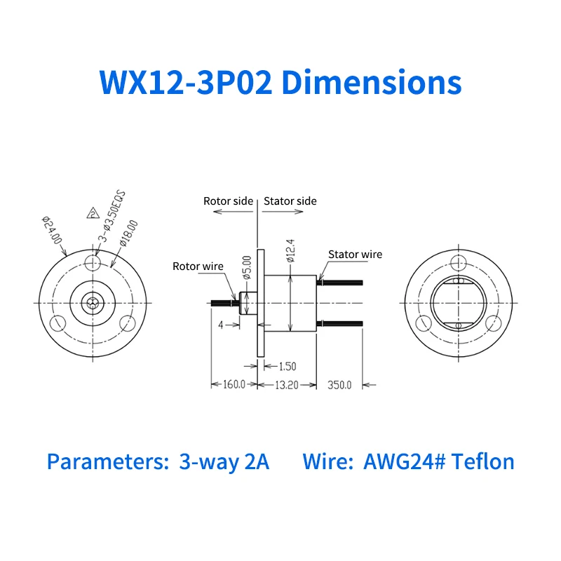 

Контактное кольцо HFTENG 3-х полосное 2 ампера