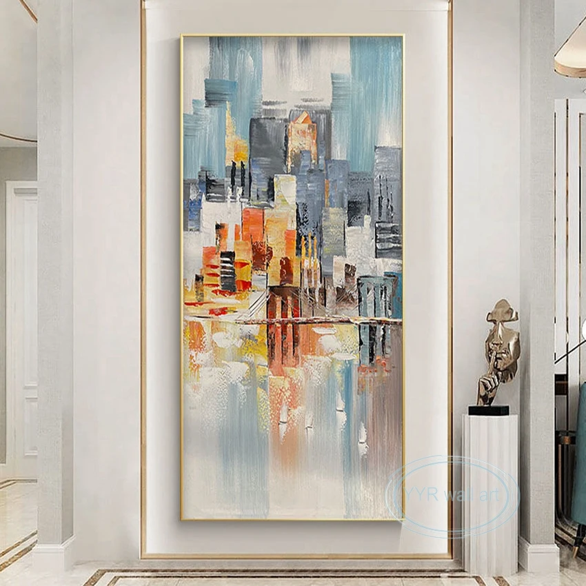 

Wall Aesthetics Decorative Drawing Modern Canvas Artwork Handmade Oil Painting Abstract Texture Marina City Image For Home Hotel