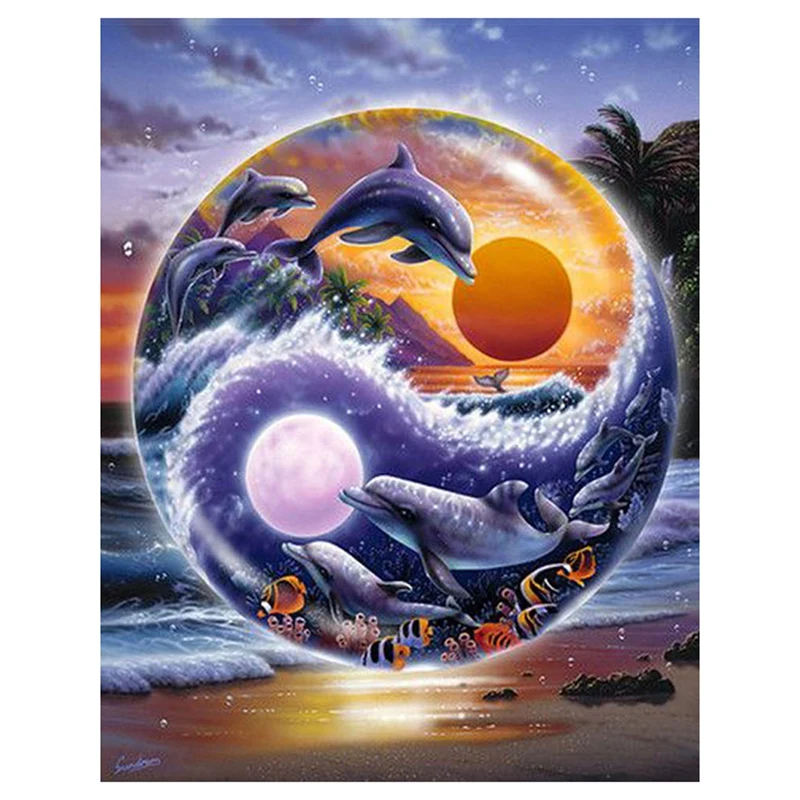 

Алмазная 5D картина «Дельфин», круглая вышивка «сделай сам», для домашнего декора