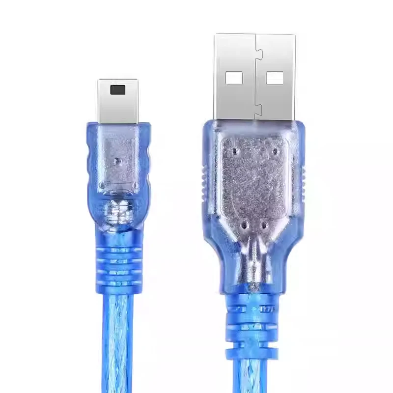 Фото Кабель USB 2.0 Mini USB, 5-контактный, Т-образный, 30 см, прозрачно-синий, для плат разработки, периферийных устройств ПК, аксессуаров и наборов инструментов. №3