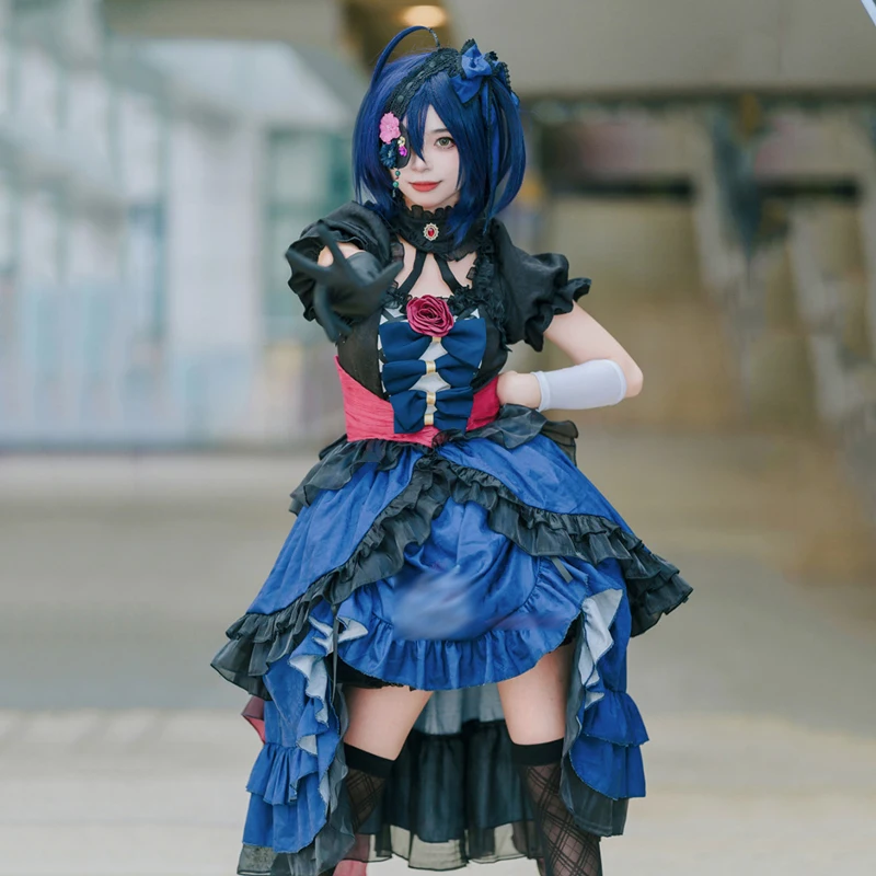 Новое черное платье Rikka Takanashi в стиле лолита для Хэллоуина