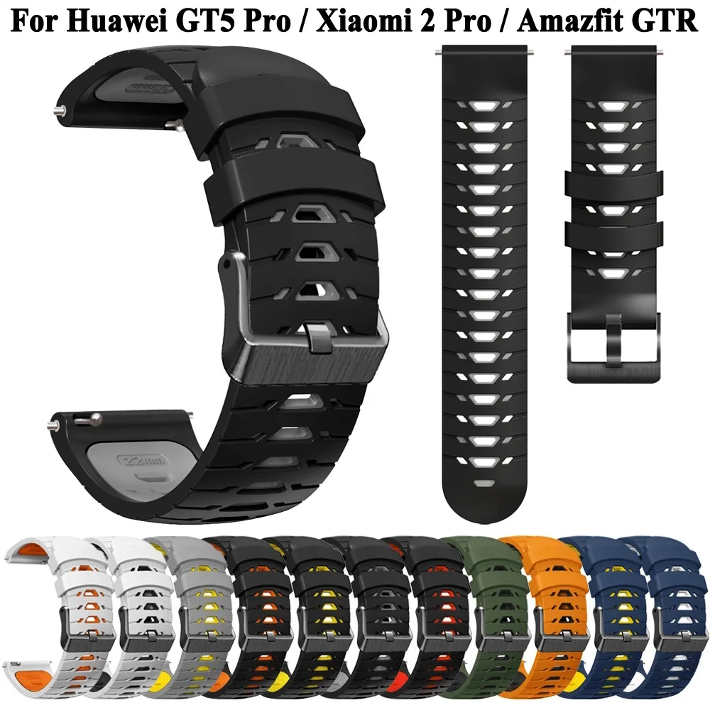 Силиконовые ремешки 22 мм для часов Huawei Watch GT5 Pro Xiaomi S3/S2/S1 Amazfit GTR 4 Zeblaze Btalk 3 Plus Garmin Venu