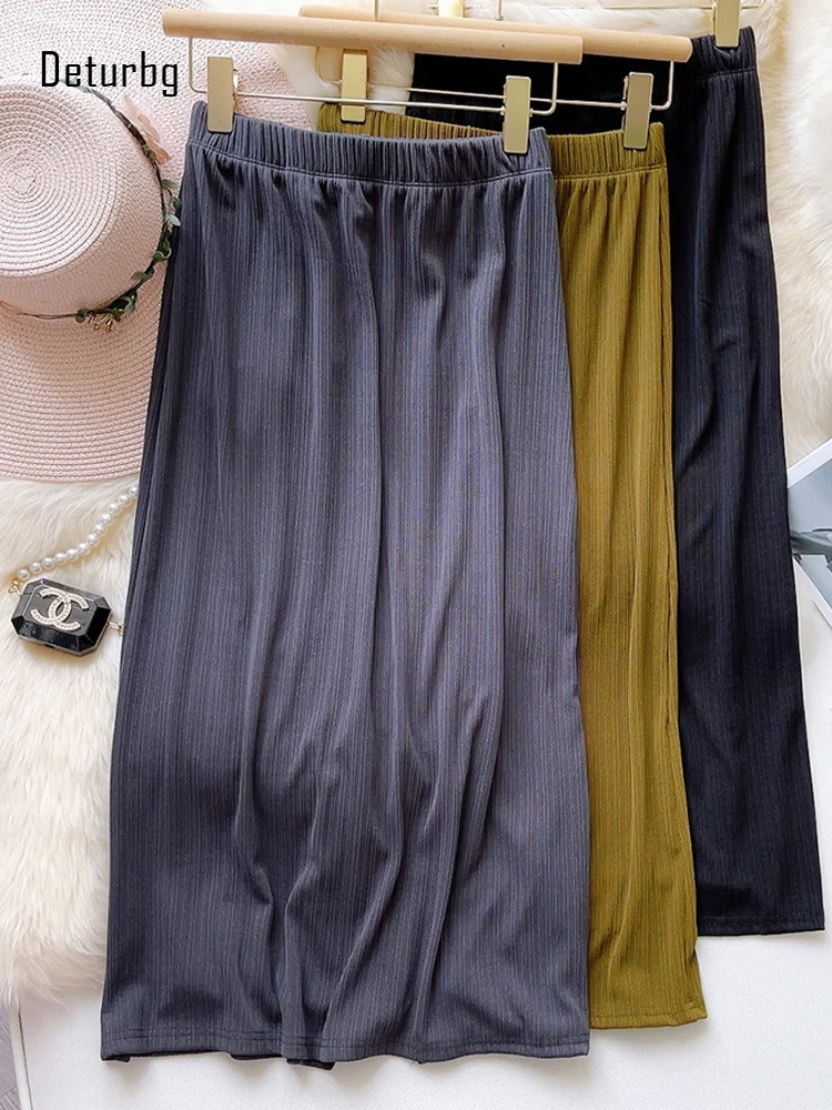 

Женская трикотажная юбка в полоску, с высокой талией