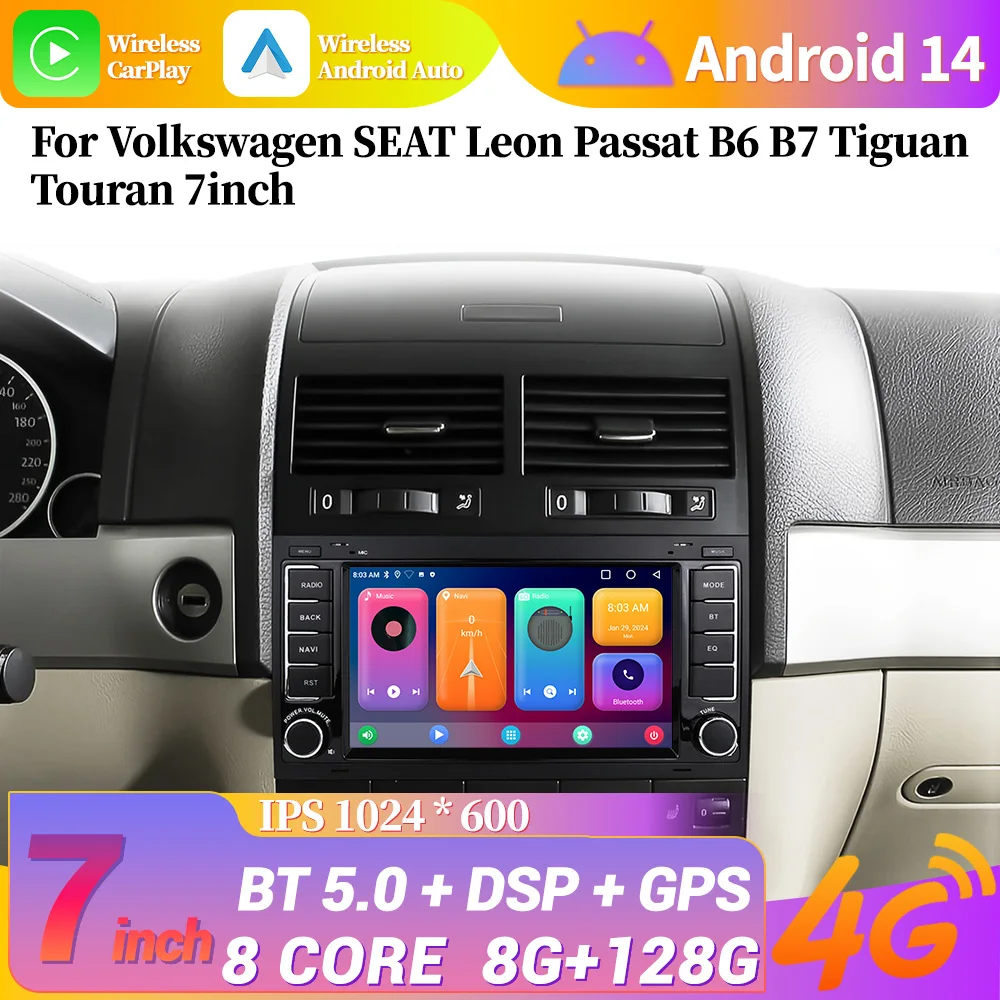 Автомобильный радиоприемник с экраном 2 Din WIFI Android 13 для Volkswagen SEAT Leon Passat B6 B7 Tiguan Touran - Цена: 35488