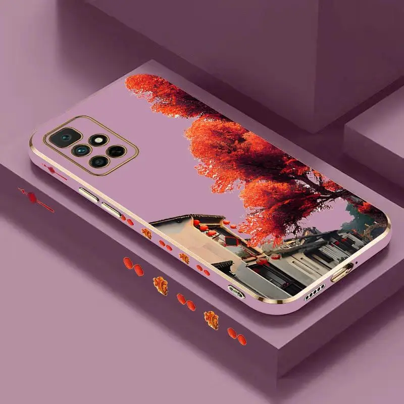 Maple Station Luxury Plating Phone Case For Xiaomi Redmi 10 10A 12C 9 10C 9T 9A A1 9C Cover