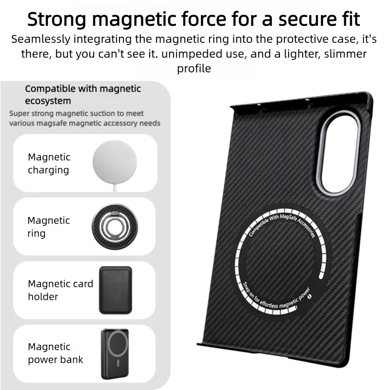 Фото Настоящее арамидное волокно для чехла Magsafe для Samsung Galaxy Z Fold8 ZFold 8. Ультратонкий, противоударный, легкий чехол с магнитным держателем. №4