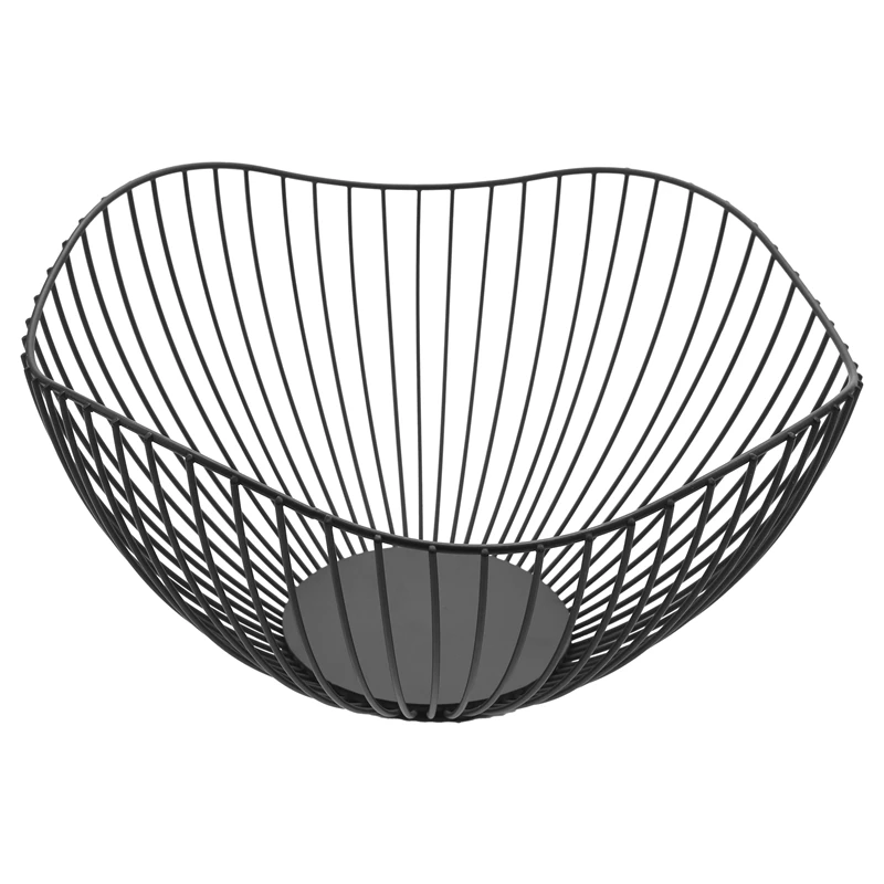 

Металлический Контейнер для фруктов, миски для современной кухонной столешницы, большие круглые черные корзины для хранения хлеба, чашки K ...