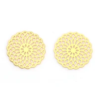10 pcs round flower hollow copper embellishments gold color for diy jewelry making 15mm 58 x 15mm 58