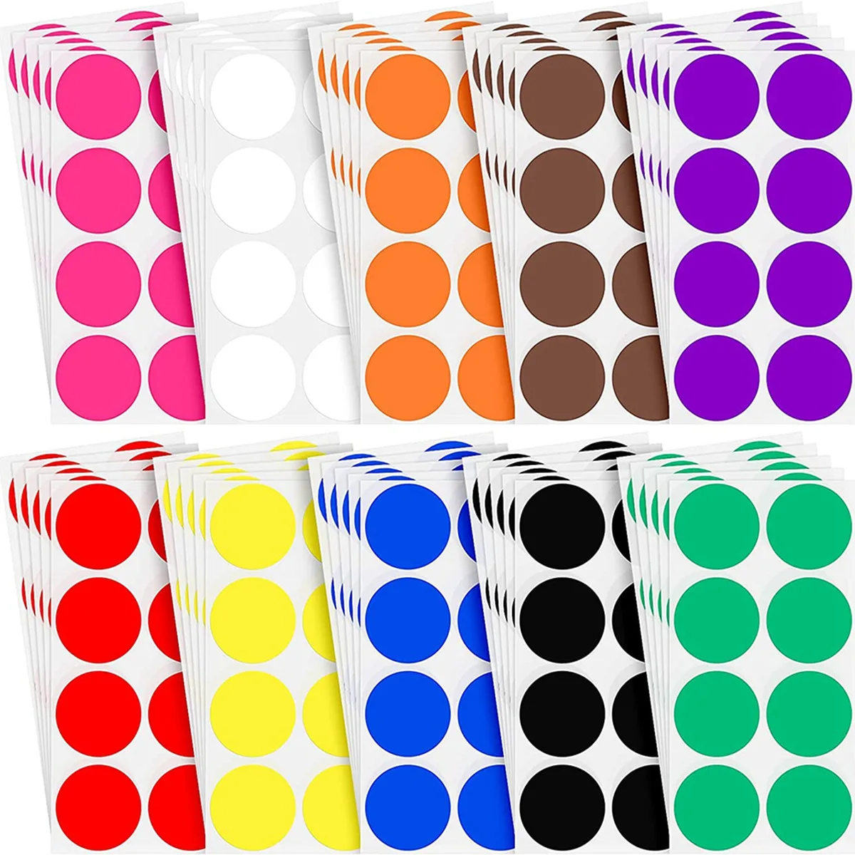 

2-дюймовые круглые наклейки для кодирования цветов, 10 разных цветов, круглые наклейки-точки, самоклеящиеся цветные однотонные наклейки (400)
