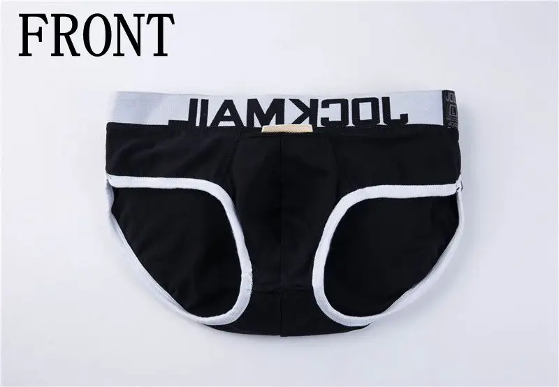 JOCKMAIL Brand 2PCS Enhancing Mens Underwear Briefs Sexy Bulge Gay Penis pad Front + Back Magic buttocks Removable Push up Cup