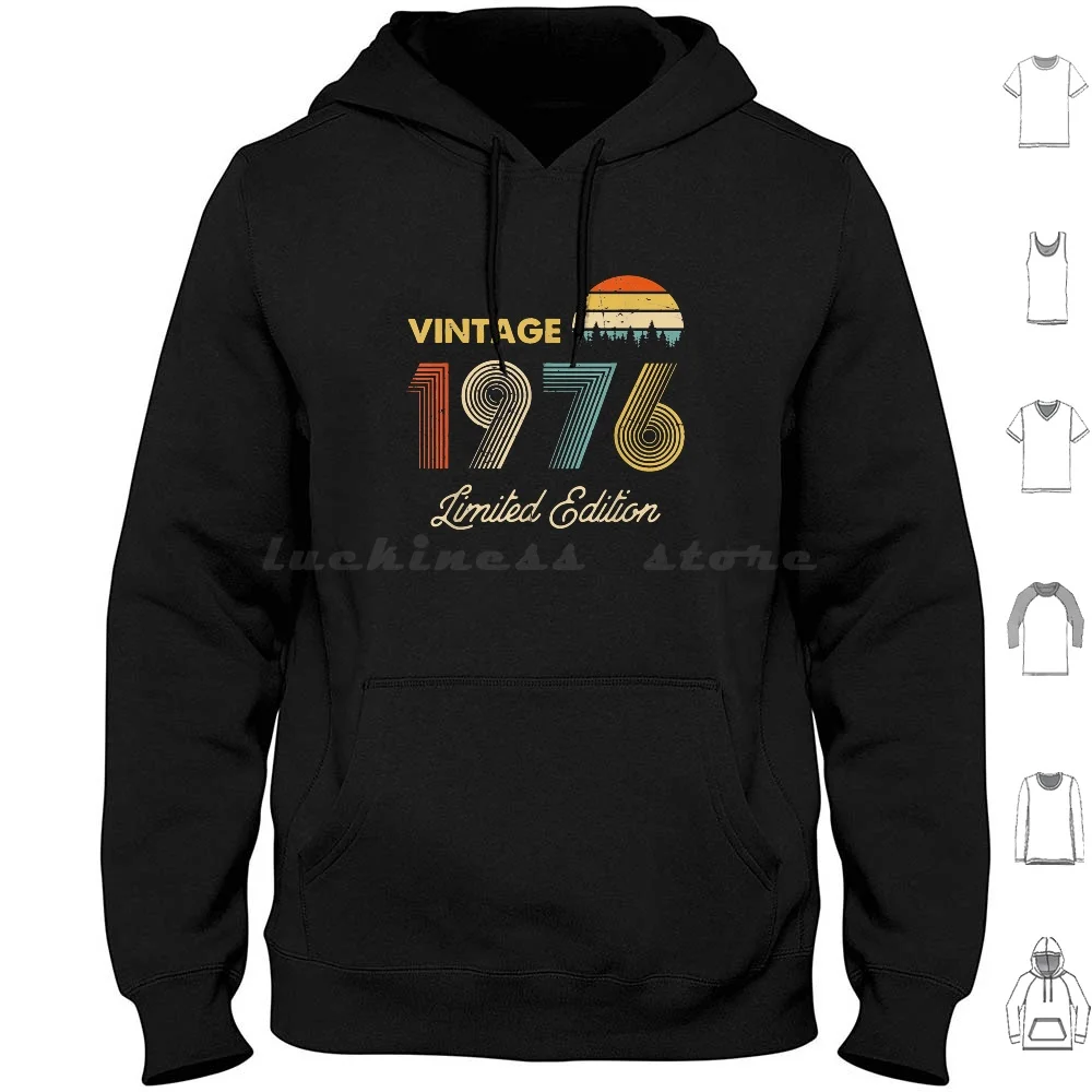 

Vintage 1976 Made In 1976 43Rd Birthday 43 Years Old Gift Hoodies Long Sleeve Born In 1969 Born In 1970 Born In 1971