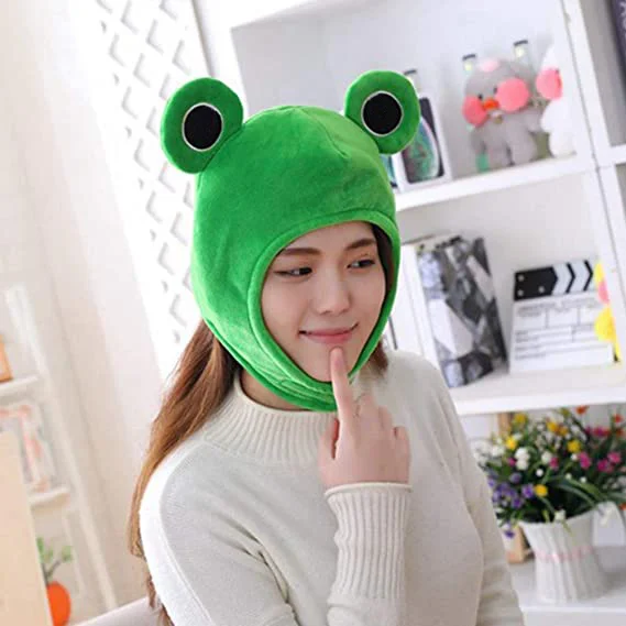 

Cartoon Froggy Hat Plush Funny Hat Dress Hat FisherHoodie Shirts For Men For Men Costume Headgear