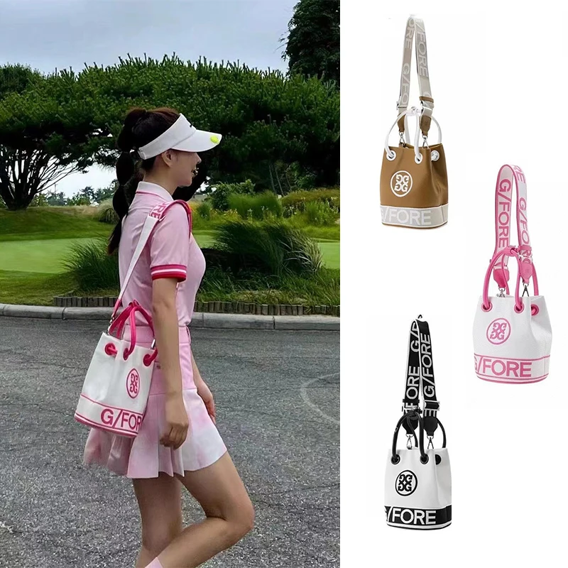 Korean Brand New  Women's Golf Bag Stitching Color Fashion Hand Bag Golf Shoulder Messenger Bag Bucket Bag