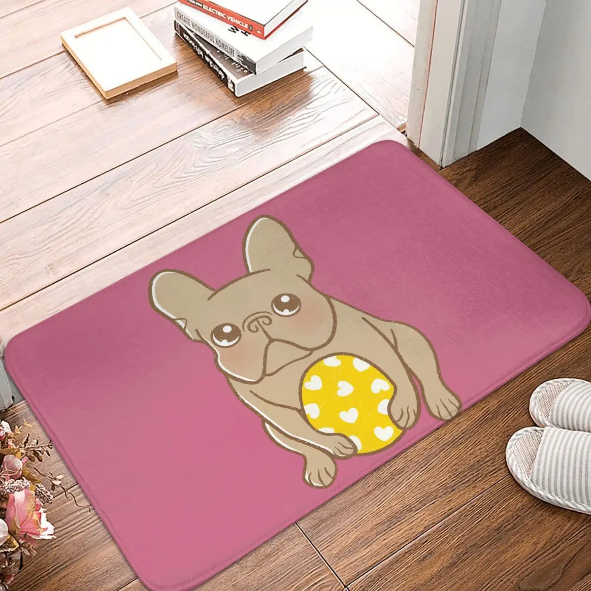 

Frenchie Found Her First Easter Egg Doormat Rug carpet Mat Footpad Bath mat Non-slip toilet Balcony Parlor durable Washable