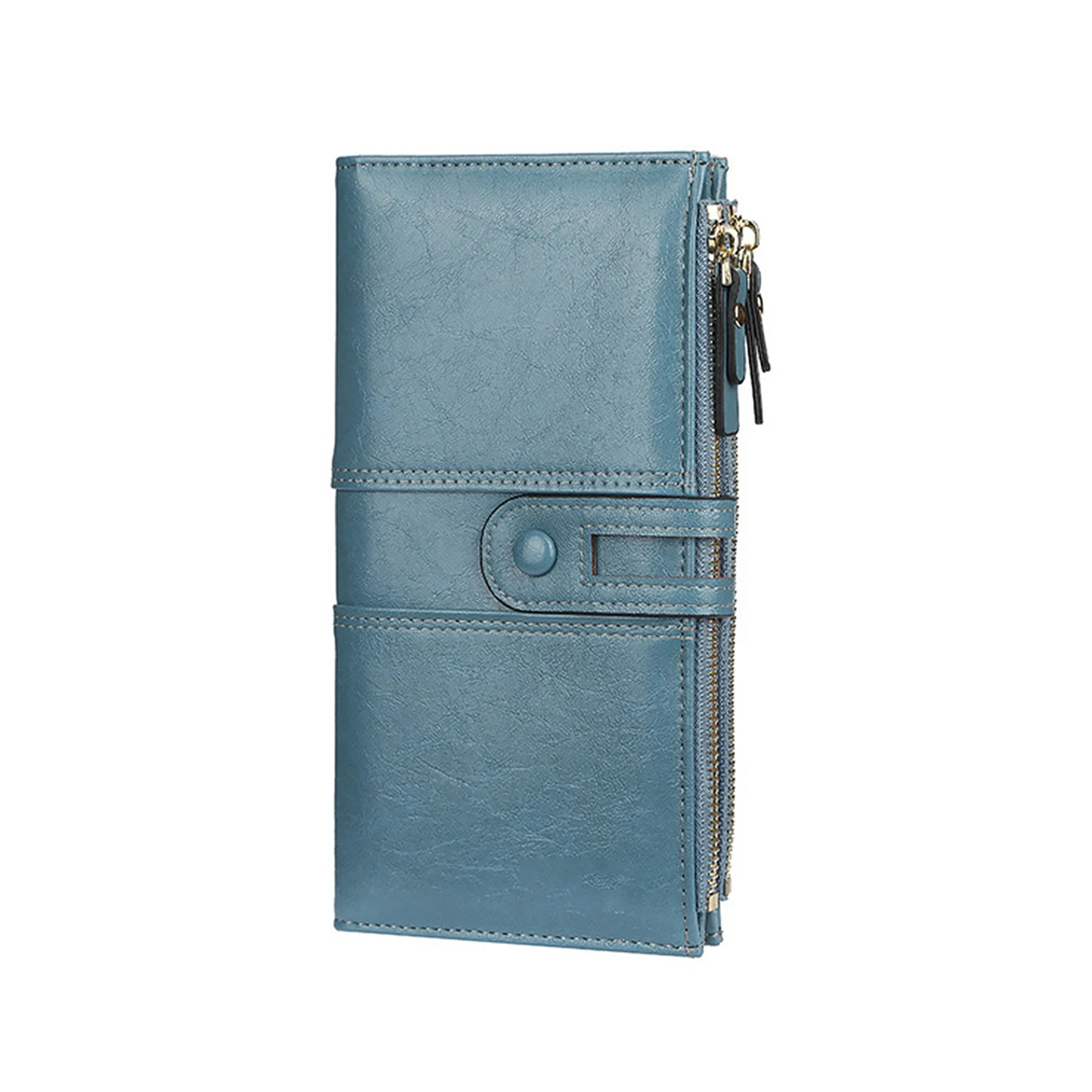 

Women Wallet Card Holder Long Purse Elegant Bi Fold Fashion Classic PU Leather Cellphone Money Zipper Handbag Gift Solid