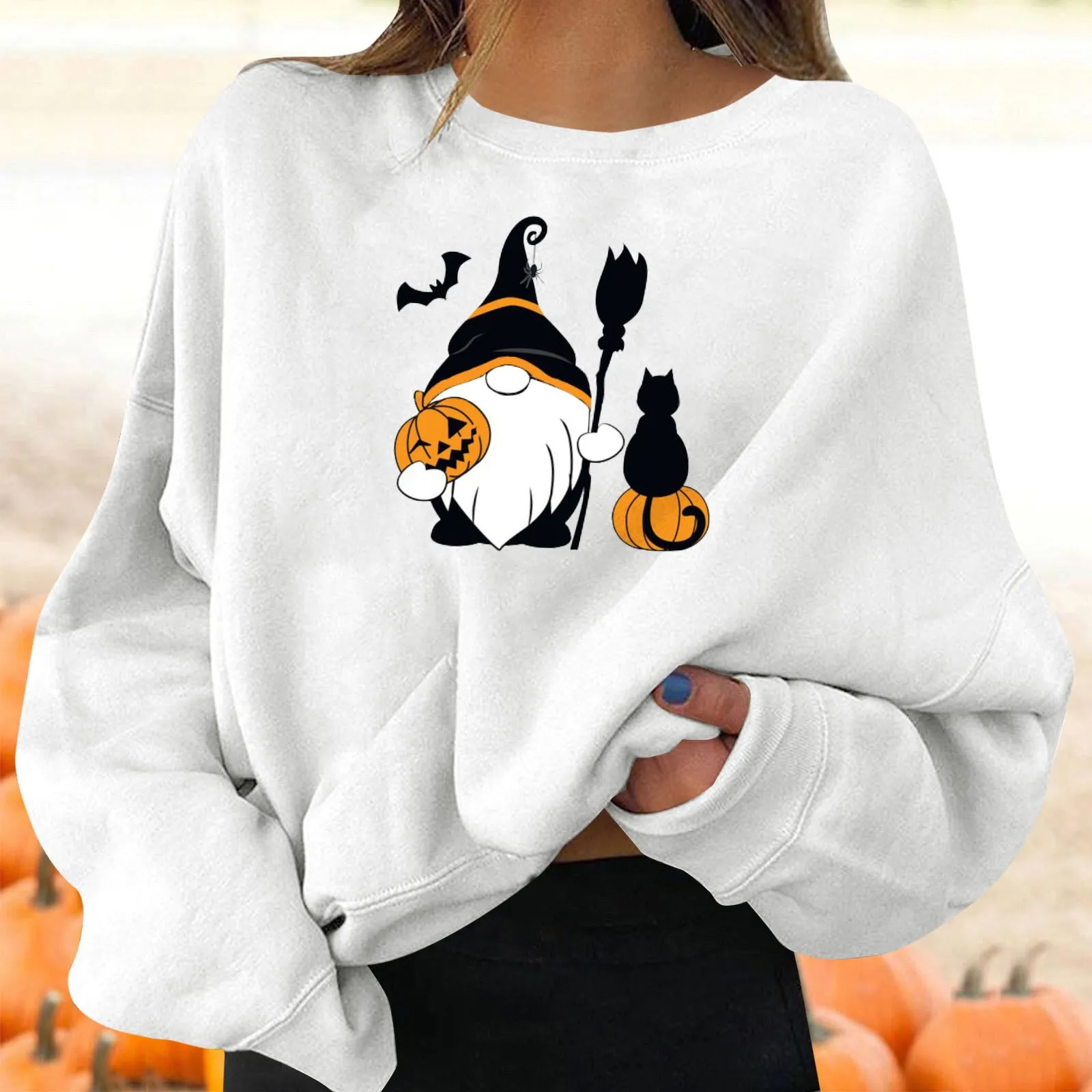 

Women's Halloween Pullovers Fun Graphic Print Round Neck Long Sleeve Sweatshirt Tops Womens Tops 10 Dollars