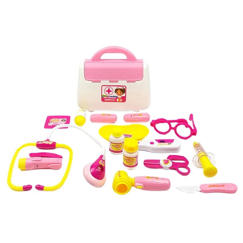 

Бутылочка для инъекций для маленьких мальчиков и девочек, набор из 15 предметов, игрушка для малышей, детский игровой домик, коробка для лека...