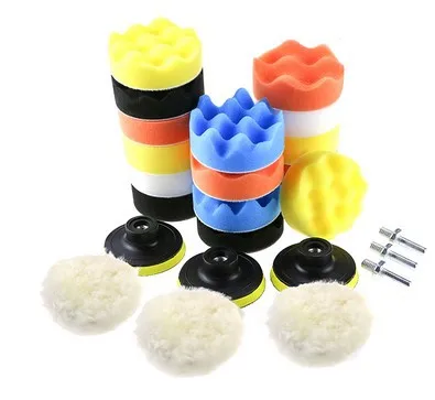 

22/25pcs Car Polishing Sponge Pads Buffing Pad Abrasive Polisher Drill Adapter Waxing Compound Power Tools Accessories