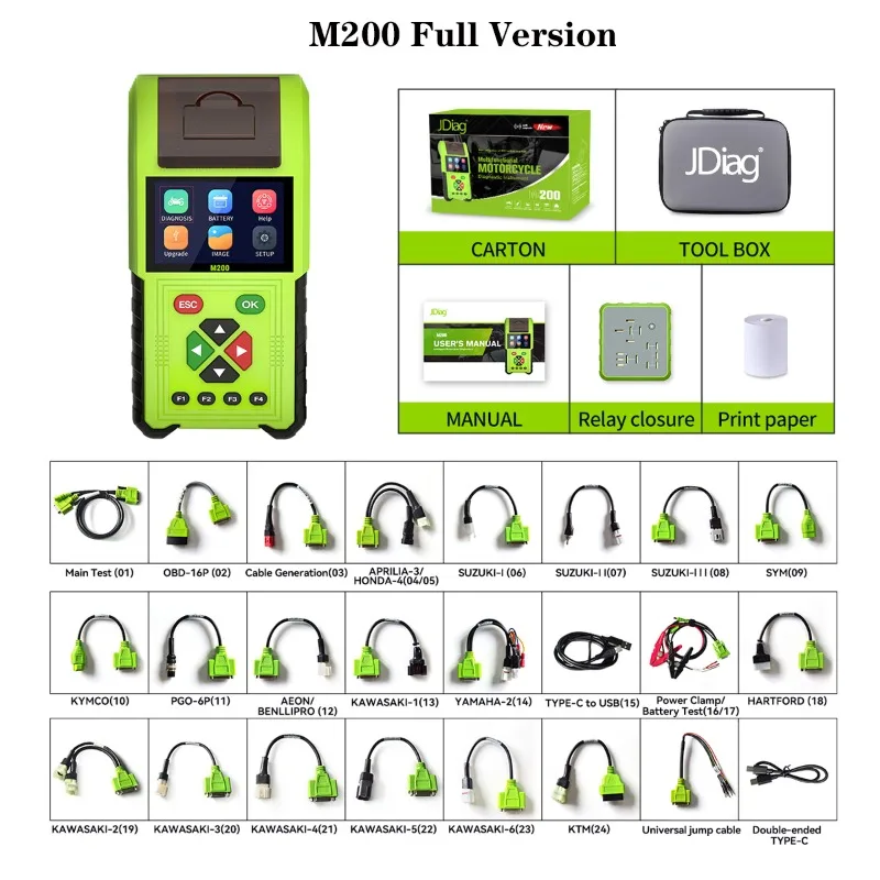 

JDIAG JD M200 motorcycle diagnostic instrument, fault code injector testing with data printing detector