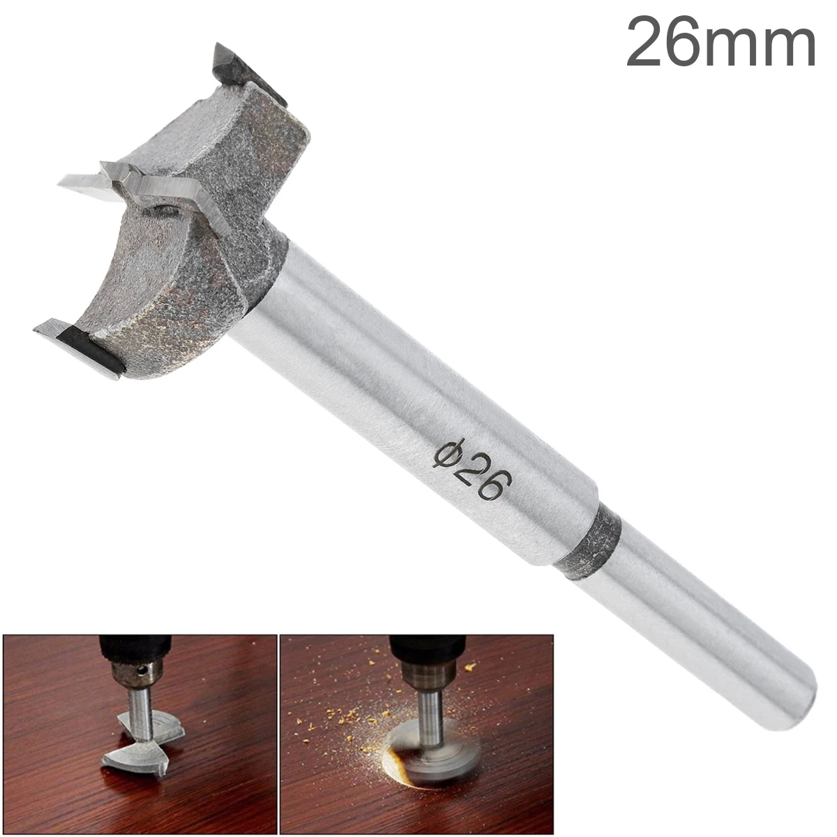 26mm  Forstner Carbon Steel Boring Drill Bits Woodworking Self Centering Hole Saw  Wood Hole Drilling Tools Forstner Drill Bit