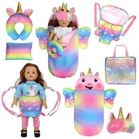 unicorn sleeping bag eye mask pillows fit carrying 35 45cm newborn baby doll and 14 18 inch girls dolls accessories pajamas set