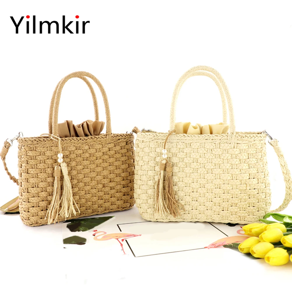 

Удобная вместительная сумка из ротанга для женщин, модная популярная уличная дорожная простая многофункциональная дамская сумочка на плеч...