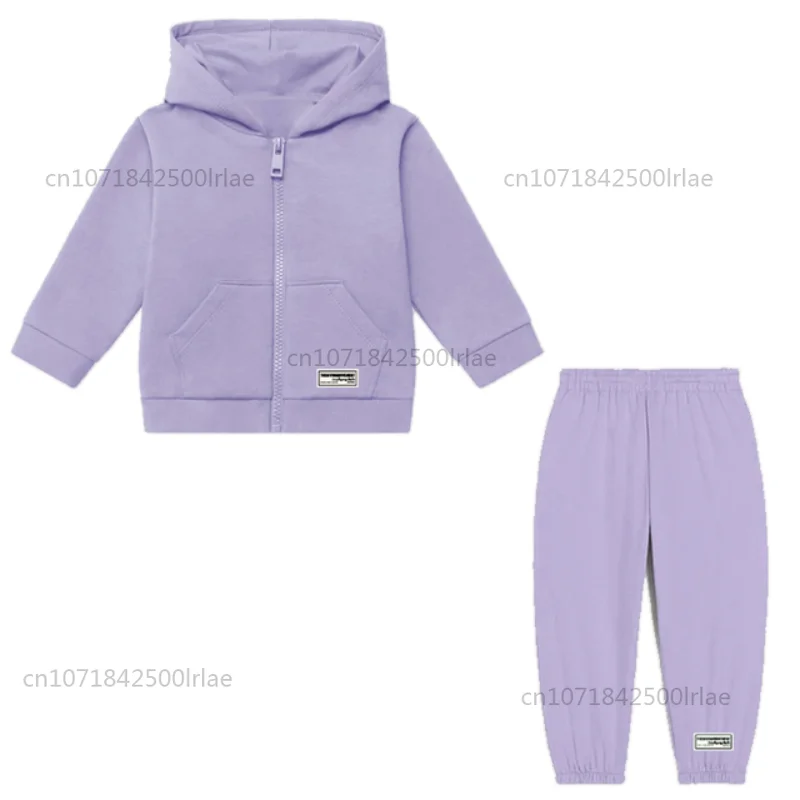 

TGM 100% Cotton Kids Zip Hoodie+ Sweatpants Two Piece Set 2-12y New Spring Autumn Boy Girls Letter Printing Cotton Fashion Suits