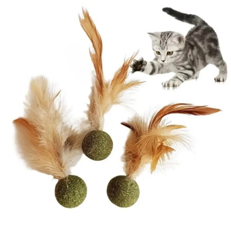 

Игрушка для кошек, мяч, перо, забавные раньше, перо, мята, игрушки для бросания, игрушки для кошачьей мяты, товары для домашних животных