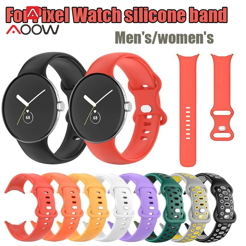 

Silicone Sport Strap for Google Pixel Watch Breathable Holes Waterproof Wrist Bracelet Men Women Replacement Watch Band Belt