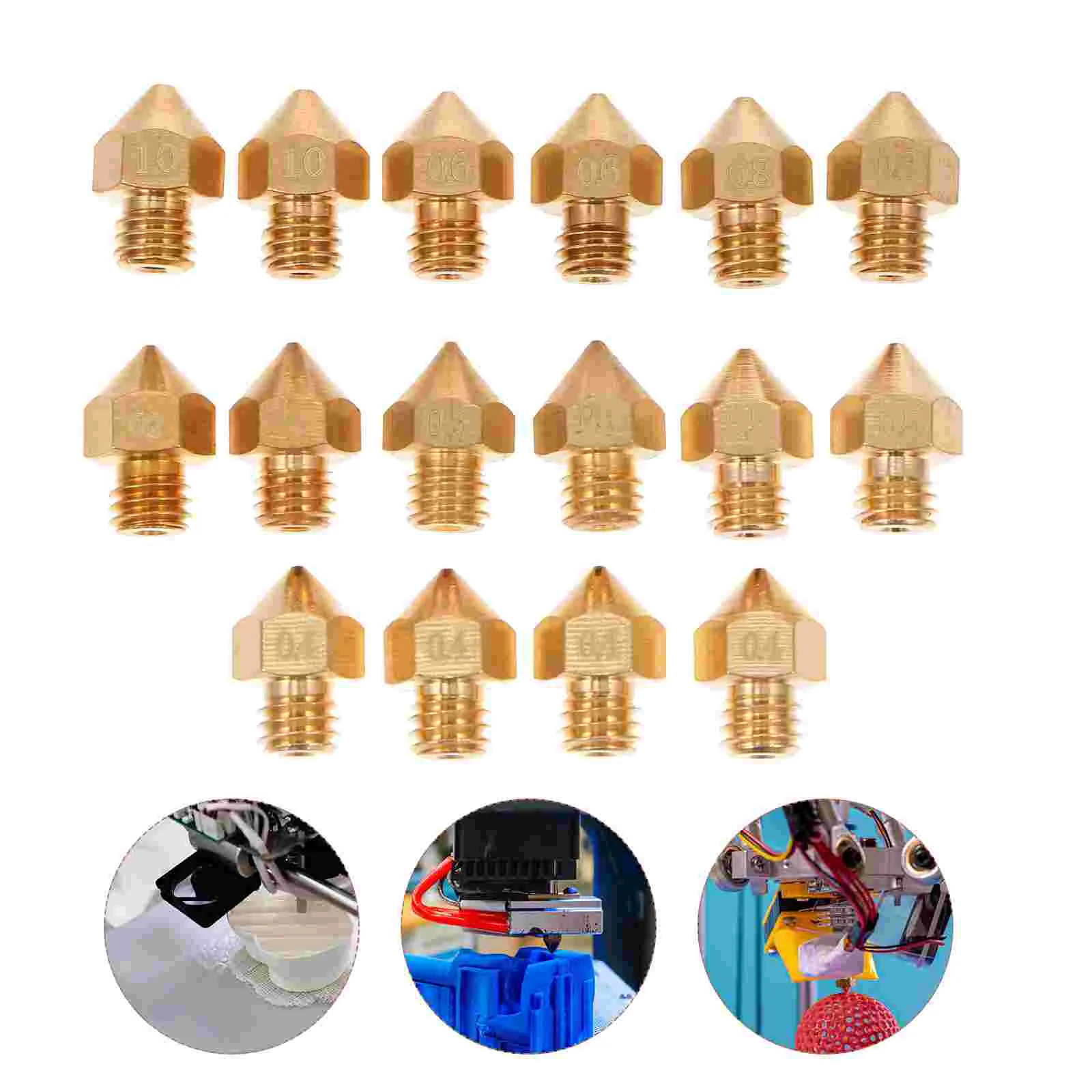 

16pcs Replaceable 3D Printer Nozzle Thread Connector Consumables Brass Nozzle