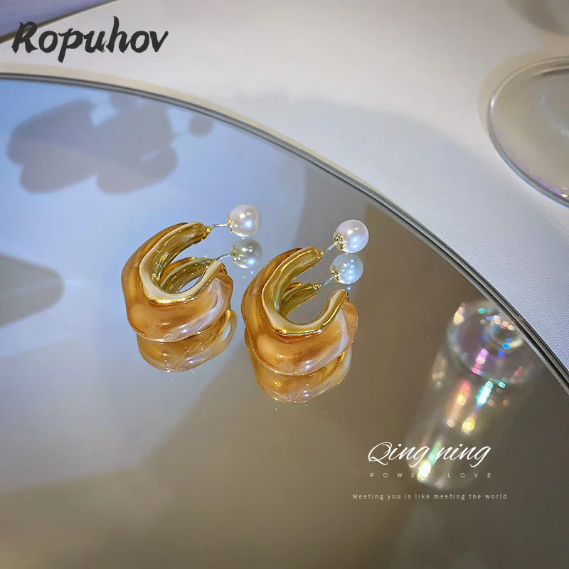 Ropuhov 2022 новые женские серьги из серебра 925 пробы корейская мода жемчужные буквы