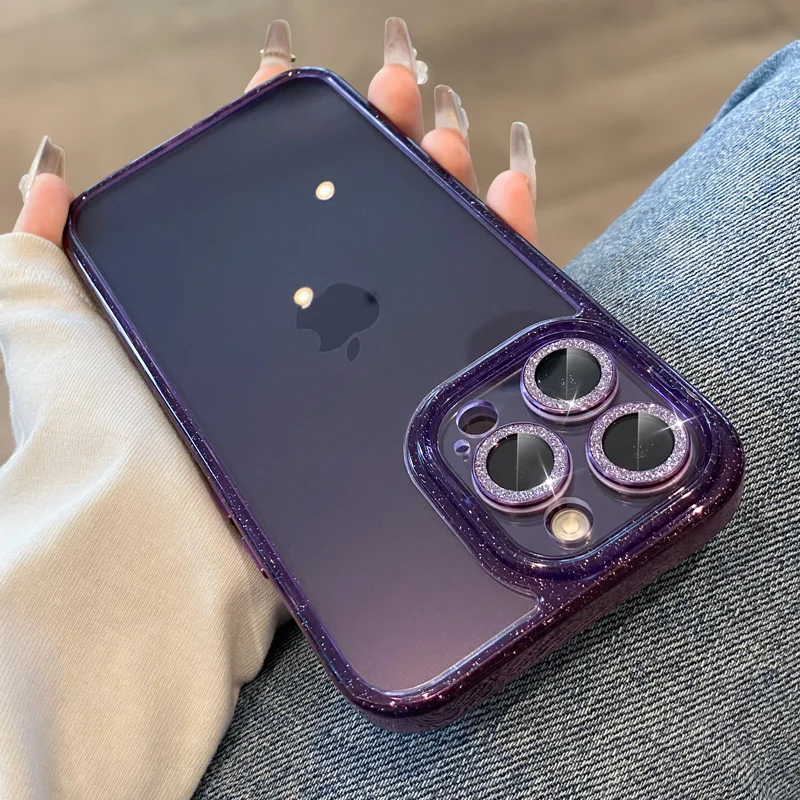 

Роскошный Блестящий Алмазный Прозрачный чехол для телефона iPhone 14 13 12 11 Pro Max Plus Защита объектива противоударный силиконовый чехол