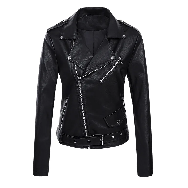 2022 Women's Leather Jacket Women's Short Spring  Autumn Korean Fashion Motorcycle Leather Jacket Skinny Clothes