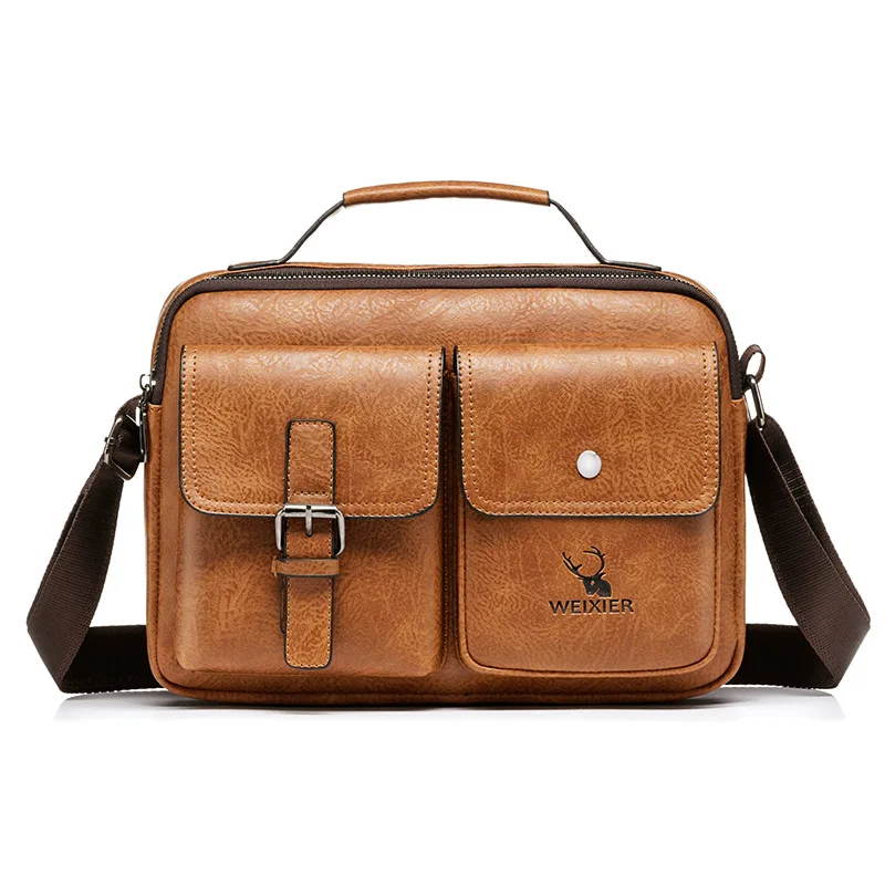 

Мужская кожаная деловая вместительная износостойкая сумка через плечо, сумка для поездок, водонепроницаемая сумка-мессенджер для хранения