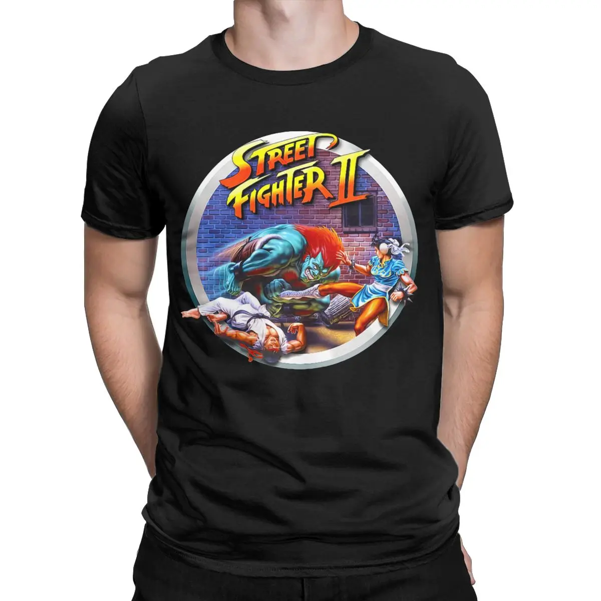 

Street Fighter II mortal kombat Men's gift t shirt for men Crazy Tees Short Sleeve Crewneck T-Shirt 100% Cotton Summer Tops