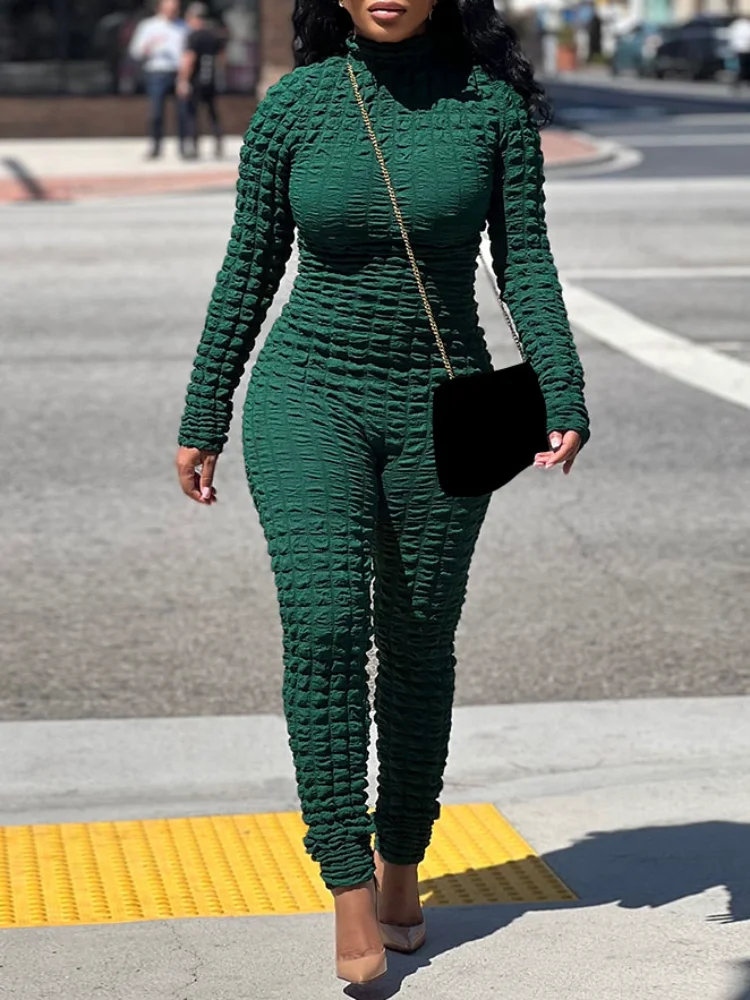 

Однотонный Облегающий комбинезон WUHE, осенне-зимние комбинезоны с длинным рукавом, женский комбинезон, цельный комбинезон для клувечерние, ...