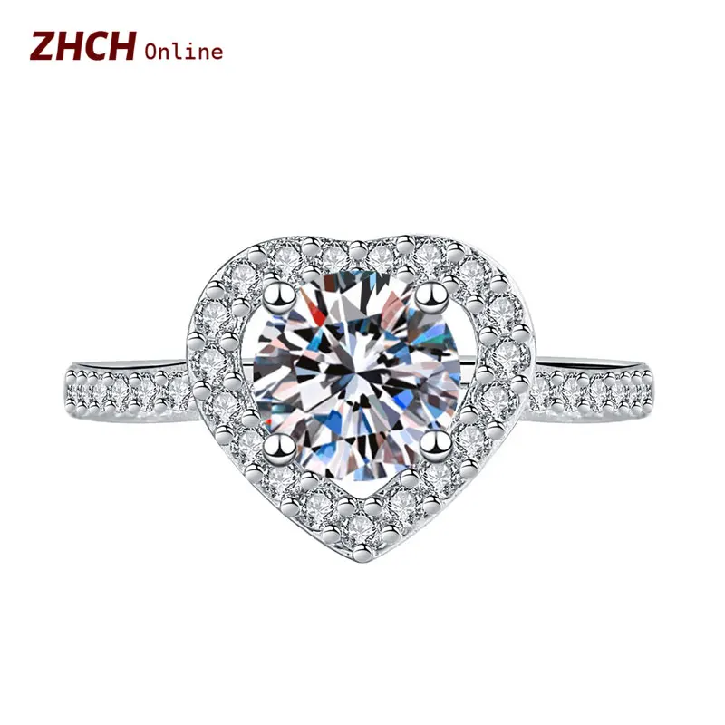 

Luxury Heart Zircon Rings For Women Korean Fashion Wedding Accessories Sparkling Delicate Bridal Jewelry Marriage Proposal Ring