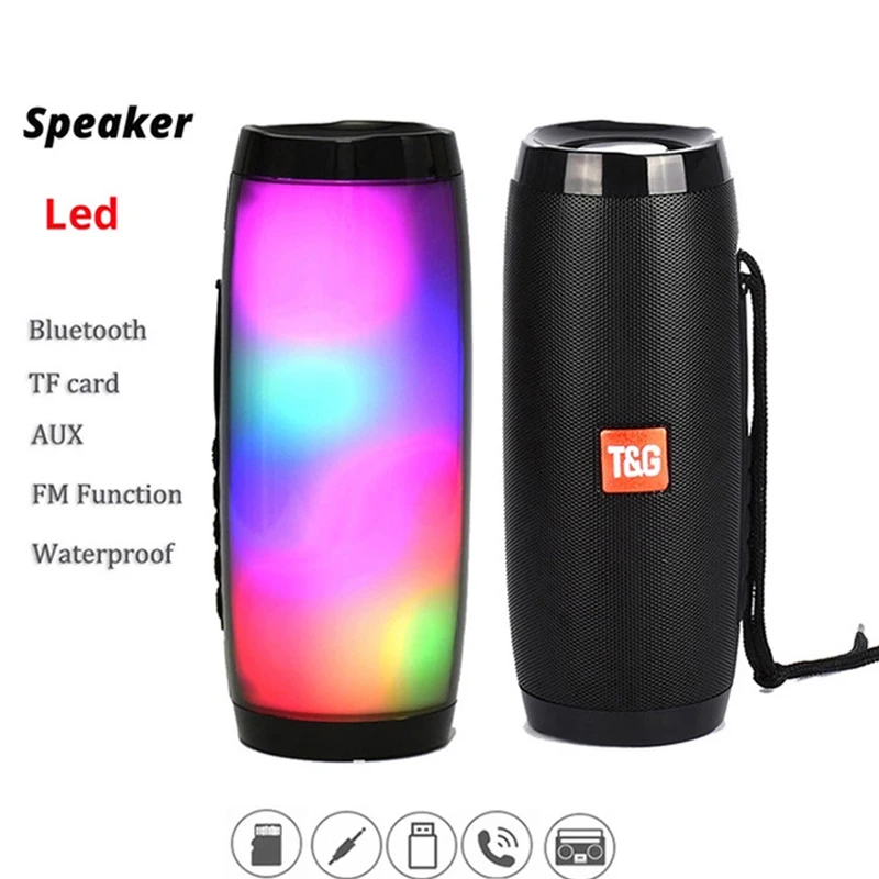 

Wireless Speaker Bluetooth-compatible Speaker Portable Microlab With LED Light Waterproof Outdoor Subwoofer Loudspeaker FM Radio
